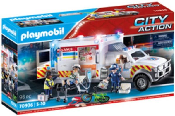 Playmobil ® Constructie speelset Reddingsvoertuig US Ambulance(70936 ), City Action met licht en geluidseffecten, made in germany(93 stuks )