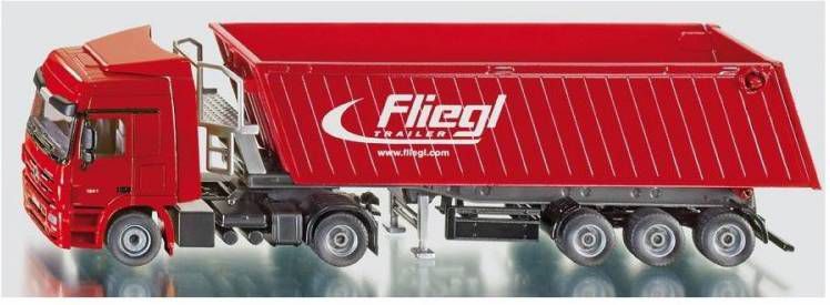 Siku Speelgoed vrachtwagen Super, Mercedes Actros met Fliegl kiepauto(3537 )