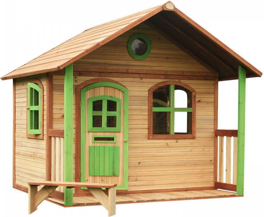 AXI Milan Speelhuis Van Fsc Hout Speelhuisje Voor De Tuin/Buiten In Bruin & Groen