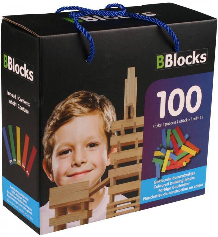 BBlocks Bouwplankjes meerkleurig hout 100 st BBLO890099