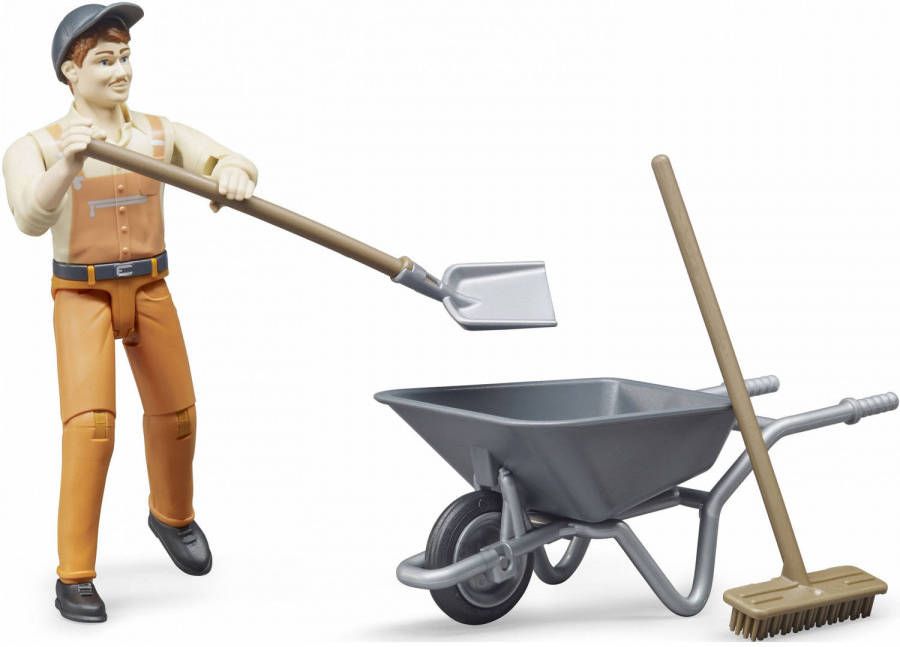 Bruder Figurenset Gemeentewerker Met Kruiwagen, Schep En Bezem