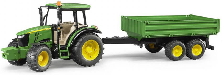 Bruder ® Speelgoed tractor John Deere 5115M met open laadbak met aanhanger, made in germany