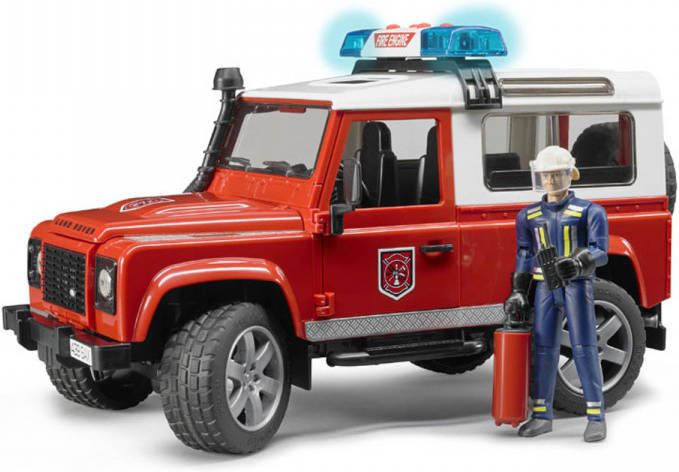 Bruder &#xAE; Land Rover Defender Station Wagon met brandweerman 02596 Jongen