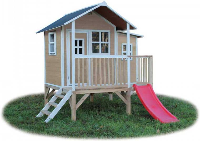 EXIT Toys Exit Loft 350 Speelhuisje Met Glijbaan Naturel