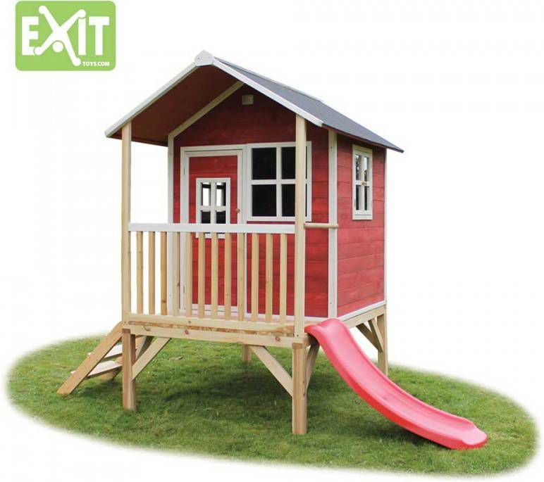 EXIT Toys Exit Speelhuis Loft 300 Met Glijbaan Rood