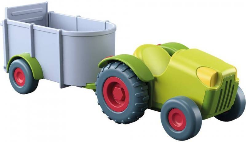 Haba Speelgoed tractor Little Friends tractor met aanhangwagen