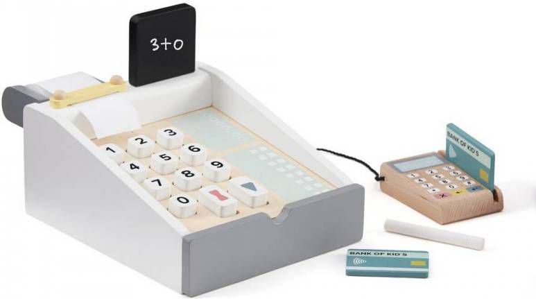 Kid's concept Houten Kassa 20 Cm 5-delig Wit/grijs