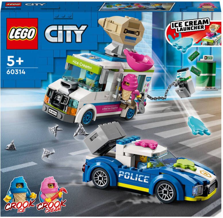Lego 60314 City IJswagen Politieachtervolging, Politie Speelgoed Auto met Onderscheppingsvoertuig, Kinderen vanaf 5 Jaar