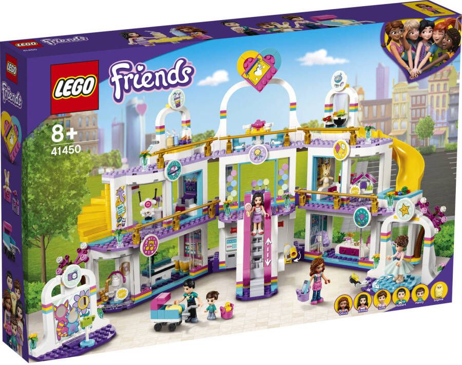 Lego 41450 Friends Heartlake City winkelcentrum bouwset met 5 winkels, 4 minipoppen, Microdoll Henry en babyfiguur