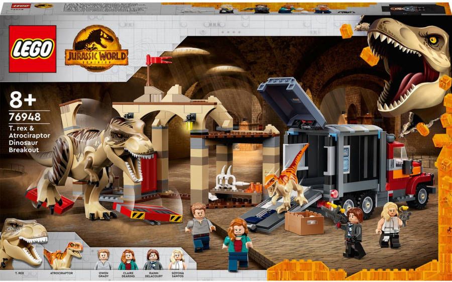 LEGO Jurassic World T. Rex & Atrociraptor Dinosaurus Ontsnapping 76948