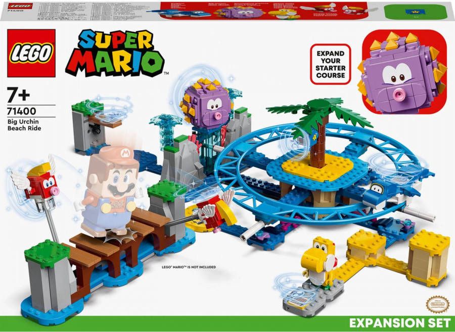 Lego 71400 Super Mario Uitbreidingsset Reuzen Urchins Strandattractie met Yoshi, Cheep Cheeps en Dolfijn, Kinderen van 7+