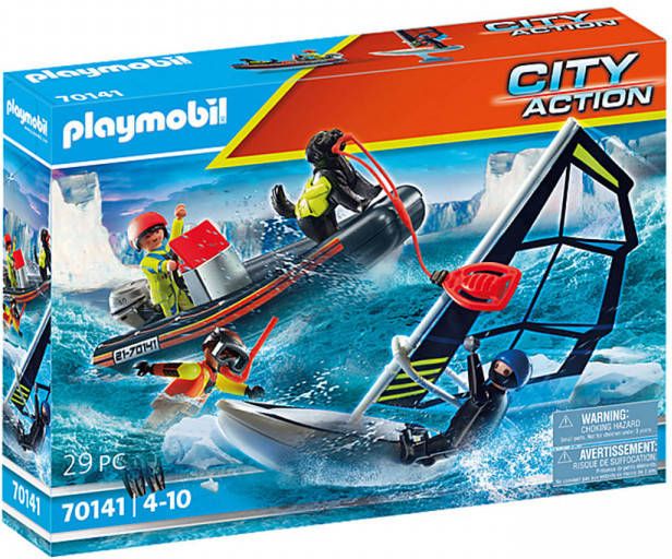 PLAYMOBIL &#xAE, City Action noodsituatie op zee redding poolzeiler met opblaasbare boot 70141