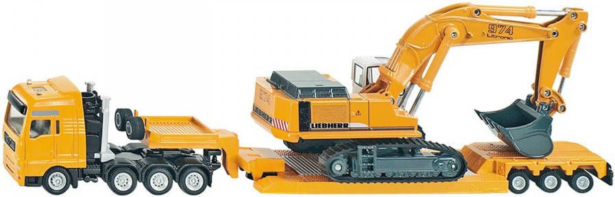 Siku Speelgoed vrachtwagen Super, MAN TG A met dieplader(1847)met liebherr graafmachine