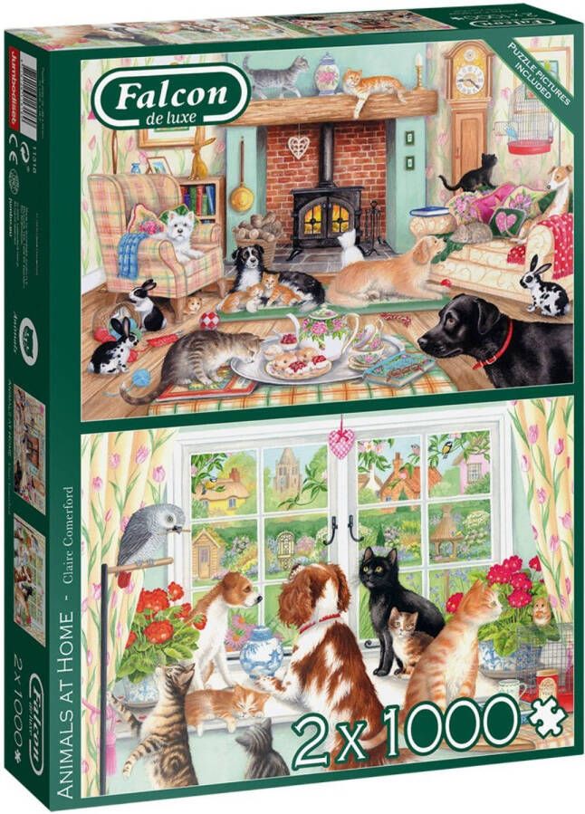 Jumbo Falcon de luxe Animals at Home legpuzzel 1000 stukjes set van 2