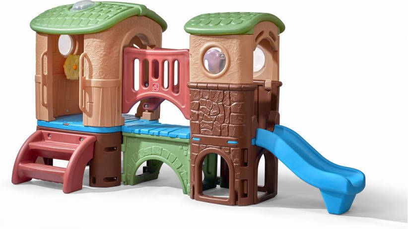 Step2 Clubhouse Climber Speeltoestel Met 2 Glijbanen, Klimladder En Kruiptunnel Speeltoren Van Plastic/Kunststof