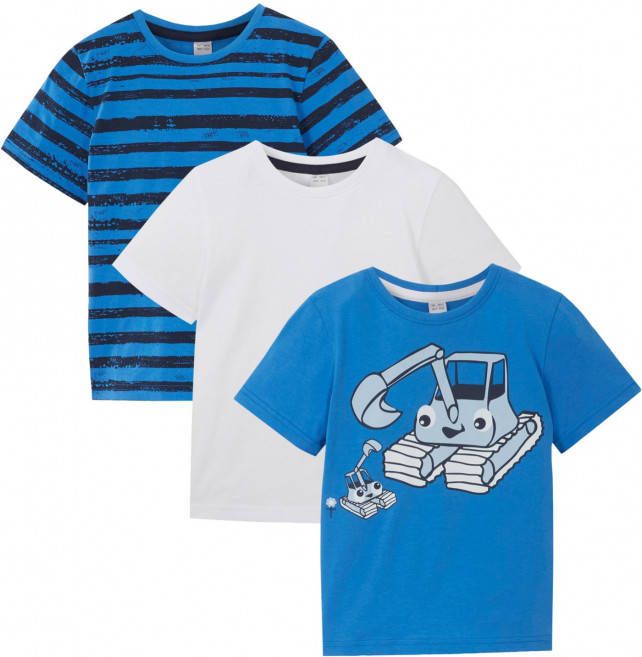 bonprix Kinderen T shirt(set van 3)van biologisch katoen