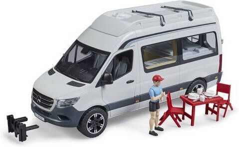Bruder ® Speelgoed bus Mercedes Benz Sprinter Camper(2125)met fietser, made in germany