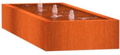 Adezz Watertafel met 3 fonteinen van cortenstaal 300 x 100 x