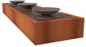 Adezz Watertafel met 3 schalen van cortenstaal 400 x 100 x