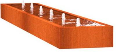 Adezz Watertafel met 6 fonteinen van cortenstaal 600 x 100 x