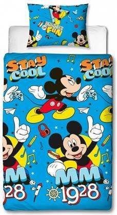 Disney Mickey Mouse Dekbedovertrek 100% Microvezel 1 persoons(135x200 Cm + 1 Sloop) 1 Stuk(74x48 Cm) Blauw
