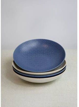 KitchenCraft Pastakom, Set van 4 Stuks, 22 x 5 cm, Blauw en Crème Re