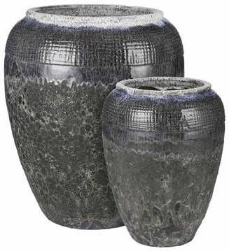 Mica Decorations Etna Bloempotten H68 x Ø55 cm Grijs Set van 2
