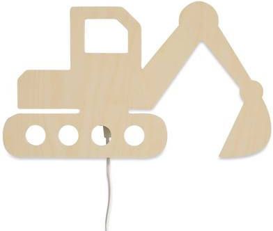 Toddie | Houten wandlamp kinderkamer | Graafmachine