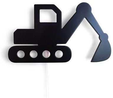 Toddie | Houten wandlamp kinderkamer | Graafmachine zwart