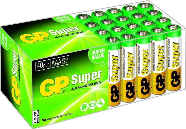 GP Super alkaline AAA batterijen 1, 5 V 40 st 03024AB40