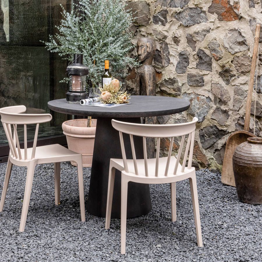 WOOOD Ronde Eettafel 'Damon' Betonlook, Ø100cm, kleur Bruin