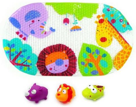 Knorrtoys ® Badspeelgoed Escabbo® badmattenset, junglesafari met drie waterspuitfiguren(4 delig )