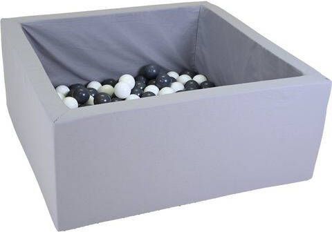 Knorrtoys ® Ballenbak Soft, Grey hoekig met 100 ballen grijs/wit, made in europe
