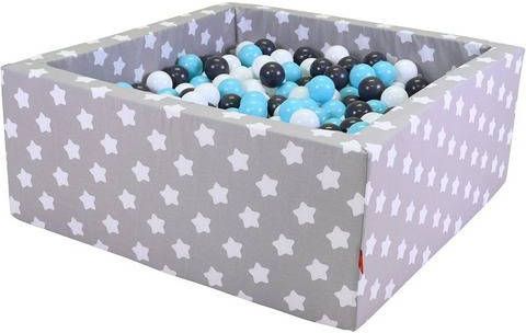Knorrtoys knorr®, speelgoed bal bad zacht vierkant Grijs white stars inclusief 100 ballen creme/grijs/light blauw