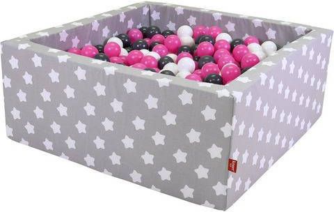Knorrtoys knorr®, speelgoed bal bad zacht vierkant Grijs white stars inclusief 100 ballen creme/grijs/roze