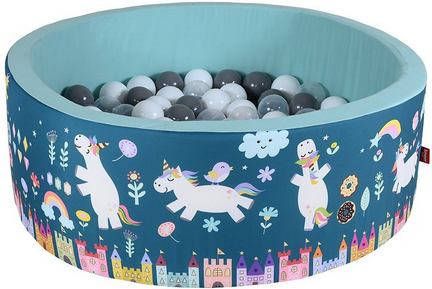 Knorrtoys knorr®, speelgoed ballenbad soft Unicorn petrol 150 ballen grijs/wit/transparant
