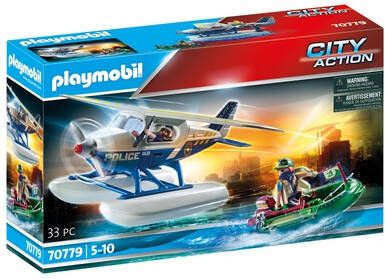 Playmobil ® Constructie speelset Politiewatervliegtuig smokkelaar achtervolging(70779 ), City Action Made in Germany(33 stuks )