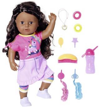 Baby Born Staande pop Sister, Dolls of Colour, 43 cm met levensechte functies