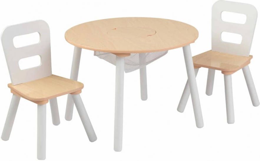 KidKraft Kinderopbergtafel en stoelen set bruin massief hout 27027