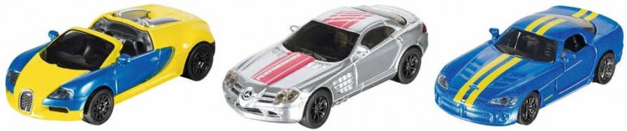 Siku Giftset Sportauto 17 Cm Staal Blauw/geel/zilver 3 delig(6323 )
