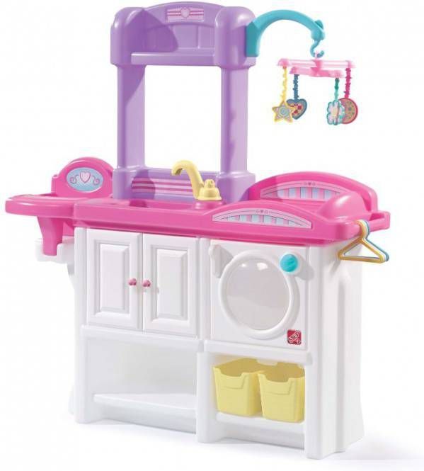 Step2 Love & Care Deluxe Nursery Kinderkamer Voor Poppen Met Wieg, Kinderzitje, Wasmachine & Accessoires(Excl. Pop )