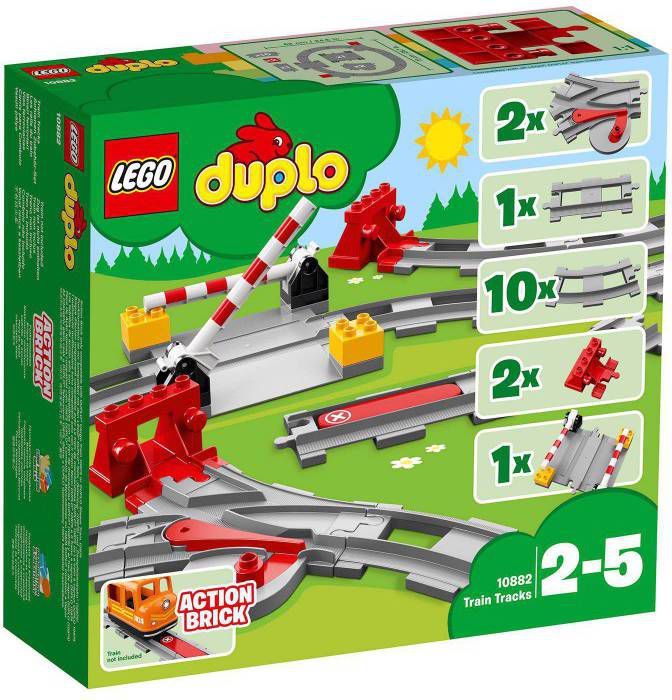 Lego 10882 DUPLO Town Treinrails Bouwset met Rode Actiesteen, Kinderspeelgoed, Duplo Train