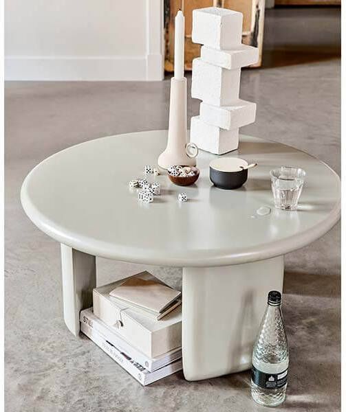 vtwonen Ronde Salontafel 'Beach' Mangohout, Ø80cm, kleur Clay